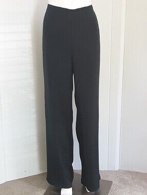 FLORES & FLORES 100% Silk Black Wide-Leg Pants Sz 10 - NWOT